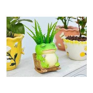 Saysmile Unique Owl Plant Pots Indoor, Cute Small Succulent Pots with Drainage Hole, Rocking Chair Planters for Outdoor Indoor Plants, Resin Flower Pot for String of Pearls, Gift Ideas for Mother