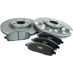 Goodyear | Premium Front Rotors (2) and Brake Pads (4) for Ford Taurus (2010-2019); Lincoln MKS (2009-2012).
