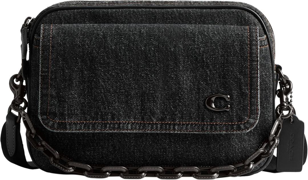 Coach Mens Charter Flap Crossbody 24 (Medium, Denim/Washed Black)
