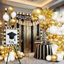 White and Gold Balloon Arch Kit, 130Pcs White and Gold Graduation Decorations with Gold Foil Star Confetti Balloons for College High School Graduation Decorations Class of 2026