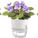 3.2 Inch Self Watering Planters Plastic Planter Pots 3 Pack Wicking Flower Pots Modern Decorative Planter for Small African Violets House Plants,Herbs,Indoor Outdoor Plant (White)