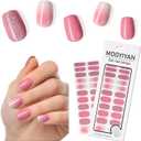 9 x MOOYIYAN Gloss Nail Strips|Uv Free|22 Pcs,Gel Nail Stickers|Long Lasting Two Weeks and Easy to Apply&Remove|Dazzle Pink