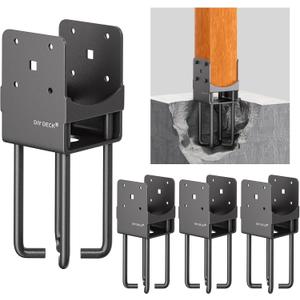 4Pack Heavy Duty Stainless Steels U-Shape Wet Concrete Fence Wood Post Holder 4"x4" (Actual 3.5 "x3.5) Base Anchor Bracket with Air Flow Channel for Terrace, Fences, Gazebo[Patent Pending]
