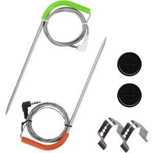 Replacement Meat Probe for Traeger Pellet Grill and Smoker, Comes with 2 Pack Probe Grommet 2 Pack Meat Probes adn Temperature Probe Clip