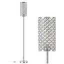Assemer Crystal Floor Lamps  Modern Silver Standing Lamp with 3 CCT LED Bulbs for Elegant Home Decor Living Room and Bedroom Lighting