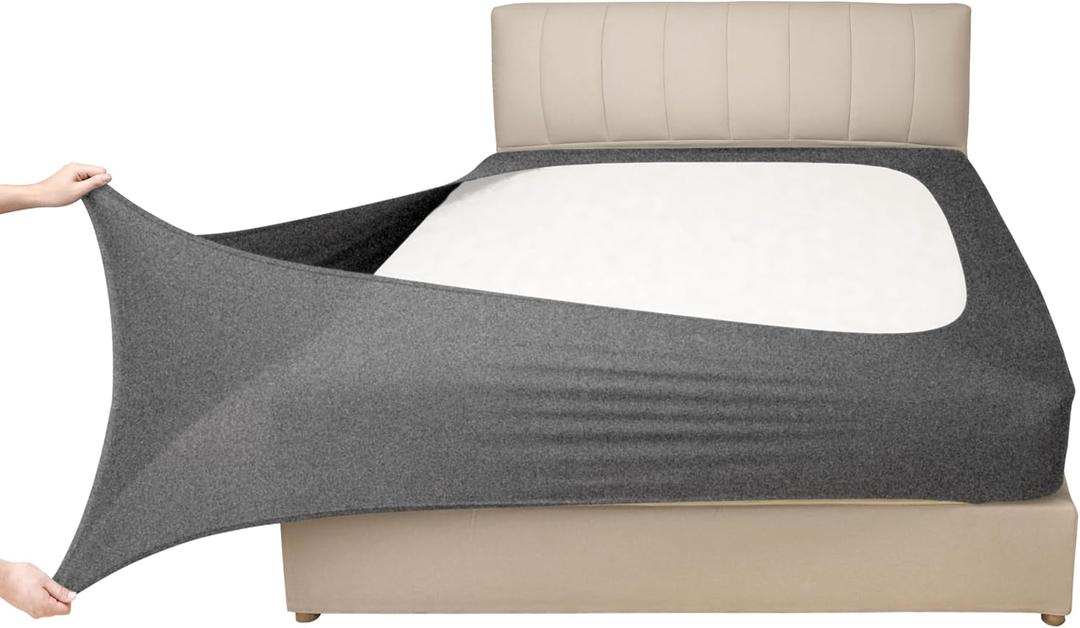 Stretch Jersey Box Spring Cover Wrap Around, Bed Skirt Alternative, Ultra Soft & Wrinkle Resistant, King/Cal King, Heather Gray
