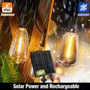 100FT Solar String Lights Outdoor Waterproof with Remote & Timer, LED Shatterproof ST38 Bulbs, USB & Solar Powered Patio Lights for Backyard, Porch, Garden, Wedding, Christmas Decor
