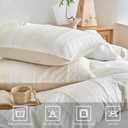WARMDERN Khaki Striped Weave Duvet Cover King Size, White Knit Boho Duvet Cover Set, Microfiber Textured Bedding Set with Zipper Closure and Corner Ties (Khaki, King)