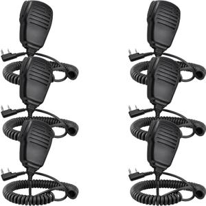 SAMCOM Speaker Mic for Two Way Radios, 2 Pin K Type Walkie Talkies Shoulder Mic with Reinforced Cable, 2-Way Radio Handheld/Wearable Microphone for FPCN30A FPCN10A Radio, 6 Pcs, Black