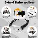 Boyro Baby Baby Walker, 5-in-1 Baby Walkers for Boys and Girls 6-12 Months with Bouncer, Removable Footrest, Feeding Tray & Music, Foldable & Adjustable Activity Walker for 6-18 Months Toddler Infant