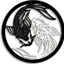 Creoate Koi Fish Wooden Wall Art, Black and White Yin Yang Themed Zen Decor for Yoga Room Bathroom Living Room Farmhouse, 12x12 inches