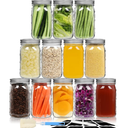 Wide Mouth Mason Jars 32 oz/Quart with Airtight Lids and Bands 12 Pack, Clear Glass Jars for Canning, Preserving, Jam, Wedding Favors, Sauces, Meal Prep, Pickling, DIY Projects