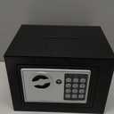 Small Electronic Safe Box With Digital Keypad & Keys - 9.05 x 6.7 x 6.7 Inches Wall Safe 0.23Cuft Mini Security Box for Coin Home Office Hotel Rooms Business Jewelry Gun (Black)