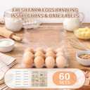 WIKDAY Plastic Egg Cartons 60 Pack 12 Count Cheap Bulk Clear Dozen Reusable Empty Egg Containers for Chicken Eggs Storage with Date Tracking Stickers Egg Care Instructions, Medium to Large