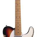 6-String 3-Tone Sunburst Vintage Electric Guitar, Alder Body, Roasted Maple Neck, Rounded Frets, Vintage Tuners, Full Size Professional Electric Guitar for Adults with Coil Tap Switch