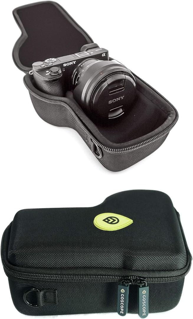 ALPHA GO CASE - compact hard shell case compatible with SONY ALPHA a5100, a6000, a6100, a6300, a6400, a6500, a6600, a7c, ZV-E10, Camera Body w/Lens Sizes 10mm-105mm [FITS CAMERA & LENS]