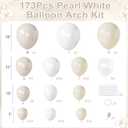 Amandir 173 Pcs Pearl White Balloon Arch Garland Kit, Double-Stuffed Pearl Ivory White Sand Clear Baptism Balloons for Wedding Bridal Shower Engagement First Communion Birthday Party Decorations