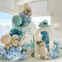 147pcs Under the Sea Balloons Garland Arch Kit with Dusty Slate Blue Pastel Green Sand White Latex Balloons for Ocean Themed Under the Sea Baby Shower Birthday Party Decorations