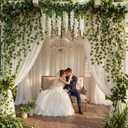 Zeyune 24 Pcs Wisteria Artificial Flowers Garland Includes 6.8 ft Artificial Wisteria Hanging Flowers 3.6 ft Fake Vines Green Pothos Leaves for Garden Outdoor Wedding Arch Decoration (White)