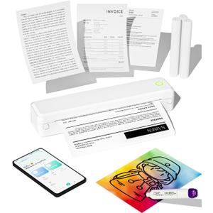 Labeer Portable Wireless Thermal Heat Small Printer 8.5 x 11 Inch Letter A4 Support, Inkless Simple Tiny Mobile Bluetooth Printer for Phone Laptop Travel Home Office (White)