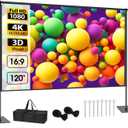 Outdoor Projector Screen with Stand, 120 inch Portable Projection kit 16:9 4K HD Wrinkle-Free Indoor Outdoor Movie Screen with Carry Bag for Home Theater and Backyard Movie Night