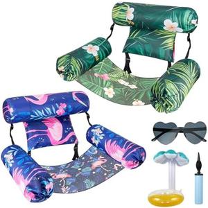 Inflatable Pool Lounge Chairs - 2 Pack Adjustable Floating Pool Chairs for Adults, Comfortable Water Hammock with Soft Fabric, Perfect for Pool Parties, Beach, and Lake Fun