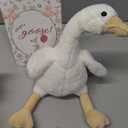 Blueweenly One Silly Goose Birthday Decoration 8 Sets 15.7 Inch Silly Goose Hat with Wood Table Decor for Christmas Birthday Party Gift Decoration (White and Pink)
