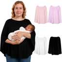 Shyyween 4 Pcs Soft Rayon Nursing Cover for Baby 360Full Coverage Breathable Breastfeeding Poncho Multi-use Privacy Cover up for Women Mother Apron Essentials, Baby Car Seat,Shopping Cart,Stroller