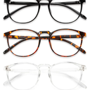 3 Pack Blue Light Blocking Glasses Women/Men,Retro Round Computer Glasses Anti Eye Strain/UV/Glare, Gaming Glasses. (Black/Crystal/Amber)