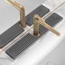 Faucet Mat for Kitchen Sink, Diatomite Stone Drying Sink Protectors, Bathroom Faucet Splash Guard, Quick Dry Water Absorbing, Non-Slip Stone Tray for Kitchen Counter, Grey, 23.6" x 3.9" (Gray)