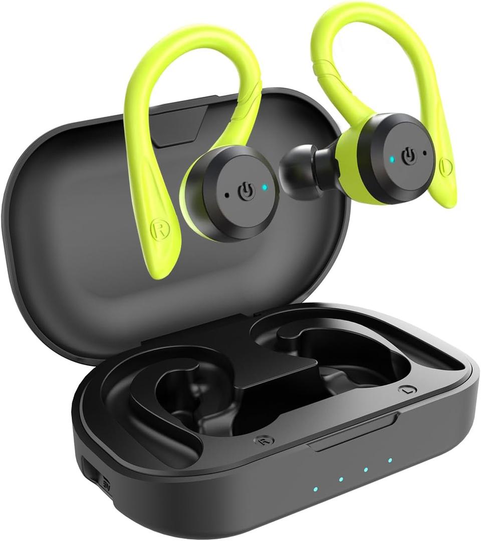 Bluetooth Headphones Wireless Earbuds 40+ Hrs Playtime Clear Sound Quality IPX7 Waterproof Built-in Mic in/Over-Ear Earphones Bluetooth Earbud 5.3 Perfect for Sports and Daily Use Green