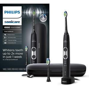 Philips Sonicare ProtectiveClean 6500 Rechargeable Electric Toothbrush, with Pressure Sensor, 3 Cleaning Modes, SmarTimer and QuadPacer, 14-Day Battery Life, Charging Travel Case, Black, HX6462/08