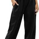 Cotton Joggers for Women High Waisted Cinch Bottom Baggy Sweatpants Casual Athletic Jogger Sweat Pants with Pockets,  Black, M