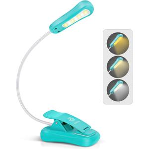 Vekkia Rechargeable Book Light for Reading in Bed, 3 Color x 3 Brightness, Lightweight Reading Light, Up to 70 Hours Lighting, Great for Readers, Travel (Blue)