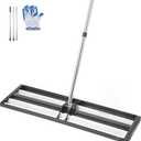 VEVOR Updated Lawn Leveling Rake with Roller, 36'' x 10" Stainless Steel Lawn Leveler with 83.9'' Adjustable Handle, Heavy Duty Yard Leveling Rake, Effort Saving Lawn Leveling Tool for Yard Golf Court