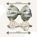 Baby Girl Gift Set, Muslin BoHo Bib with Lace and Matching Bows, Absorbent Cotton Adjustable Bib for Newborn Infant Toddler (Dusty Blue)