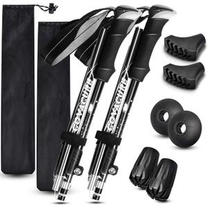 Covacure Trekking Poles Collapsible Hiking Poles - 2 Pack Aluminum Alloy 7075 Trekking Sticks with Quick Lock System, Telescopic, Collapsible for Hiking, Camping
