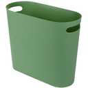 Rejomiik Small Trash Can, 3.5 Gallon Slim Garbage Can Plastic Waste Basket with Handles Container Bin for Narrow Spaces Bathroom, Bedroom, Kitchen, Office at Home, Green (1 Pack)