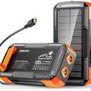 Solar Charger Power Bank 73200mAh, Portable Laptop Charger with 100W USB-C in/Output, Built-in Cables, Hand Crank Power Bank for Mobile Phones, Ideal for Outdoor Use with SOS/Strobe/Strong (orange)