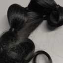 LONAI Bubble Ponytail Extension for Women,28 Inch Long Braided Wrap Around Synthetic Hair with Leather Cord, Straight Afro Puff, Braided Ponytail Extension Black