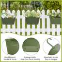 Dahey 10.5 Inch Metal Iron Hanging Flower Pots for Railing Fence Hanging Bucket Pots Countryside Style Outdoor Planter Window Flower Plant Holder with Detachable Hooks Home Decor,Green,3 Pcs