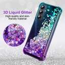 2 x for Samsung Galaxy A56 5G Case with Tempered Glass Screen Protector Glitter Bling Floating TPU Bumper Cushion Corners Protection Case - Purple