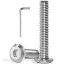 M6-1.0 x 55 mm 30Pcs Flat Head Hex Socket Cap Screws Bolts,304 Stainless Steel 18-8,Full Thread,Hex Spanner Included (VG30113) (Silver)