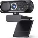 2K Webcam with Microphone, Noise Cancellation, Privacy Cover, Wide-Angle Lens, Auto Light Correction, Plug & Play USB Webcam for Laptop, Desktop, PC, Mac, Zoom, Skype, Streaming (Black)