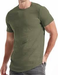KLIEGOU Mens Hipster Hip Hop Ripped Round Hemline T Shirt Army Green S (Green, S)