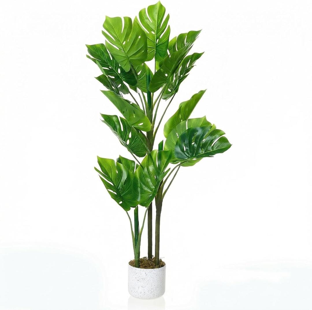 GAOMON 3.6ft Artificial Monstera Deliciosa Plants in Planter | Faux Tropical Palm Tree with 16 Leaves,Artificial Floor Plants for Indoor and Outdoor Home Porch, Garden