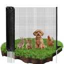 TITECK Temporary Fence with Posts, 4'x82' Plastic Fencing Garden Fence Animals Barrier with Fiberglass Stake Windbreak Rope, Portable Snow Fences, Fencing for Dogs Outdoors Backyard (Black)
