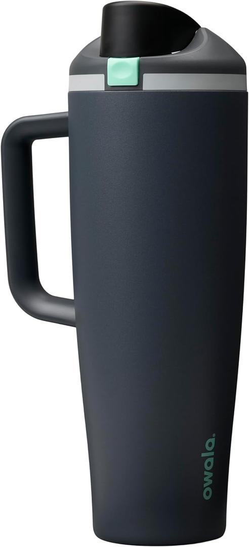 Owala FreeSip Tumbler Insulated Stainless Steel Water Bottle with Builtin Straw and Side Handle, For Travel, Work, School, and Sports, 40oz, BPA Free, Leak Proof, Foggy Tide