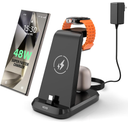 48W Super Fast Charging Station for Samsung Devices, 3 in 1 Charger Via USB C, Galaxy Watch Charger for Samsung Galaxy Watch Ultra/7/6/5/4/3, Galaxy S24/S23/S22/S21/Note20/Z Flip 5/Fold 5, Buds2/Pro