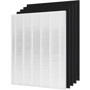D480 True HEPA Replacement Filter D4, Compatible with Winix D480 Air Purifier, Compare to Winix D4 Filter, Item Number 1712-0100-00, 1 H13 True HEPA Filters + 4 Activated Carbon Pre-Filters